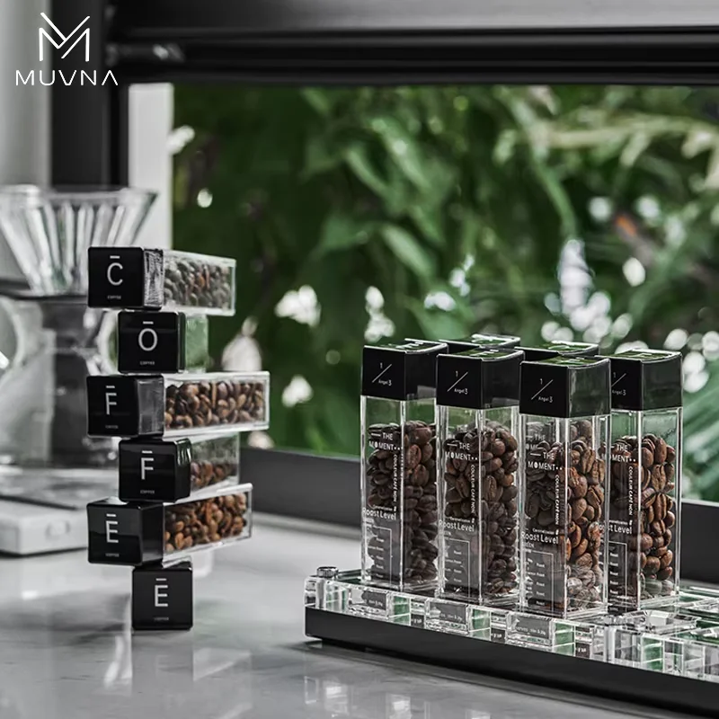 

MUVNA Coffee Bean Storage Sealed Display Canister/Portable One-way Exhaust Valve Scent Tube & Hopper 6 Tubes