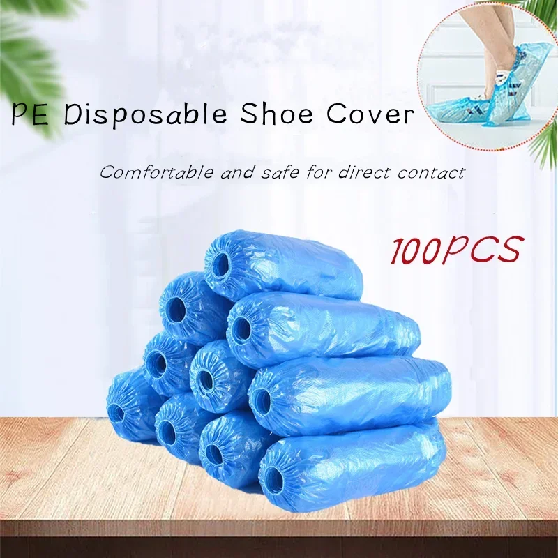 Couvre-chaussures anti-poussière, antidérapants, étanches, en plastique, manches de pied, couverture de nettoyage de tapis, 100/200/300 pièces