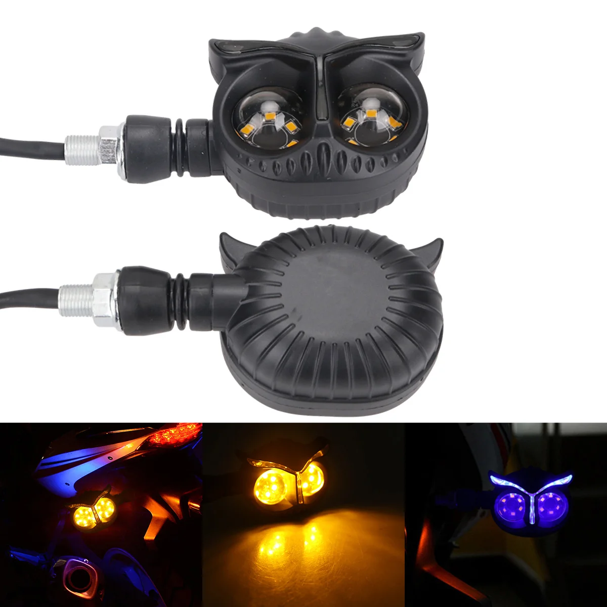 Motorcycle Front Rear LED Turn Signal Light Indicator Owl Shape Waterproof Universal Motorbike Flasher Blinker Lamp Moto Accesso