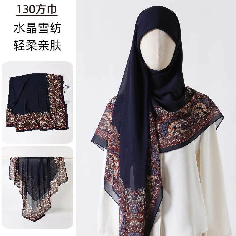 أنثى الشيفون الحجاب أزياء مسلم واقية من الشمس تنوعا وشاح رباعي شال طويل التفاف وشاح اليد