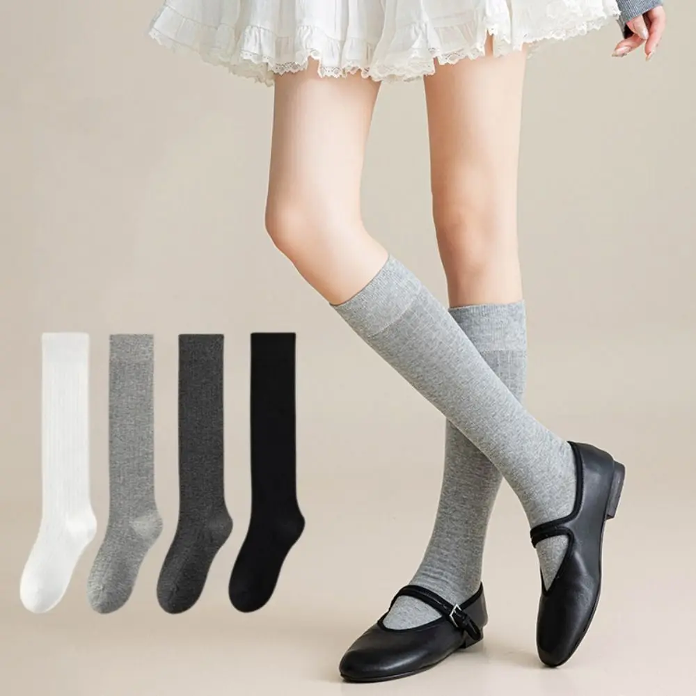 

Casual Solid Color Lolita Socks Breathable Winter Warm Long Tube Sox Thicken Knitted Leg Warmers