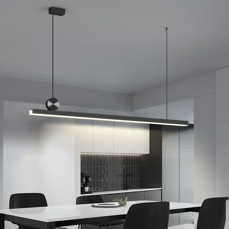 Imagem -06 - Minimalista Modern Led Pendant Light Lustre Preto Luminária Interior Sala de Jantar Lâmpadas Cozinha e Restaurante 120 cm 100cm