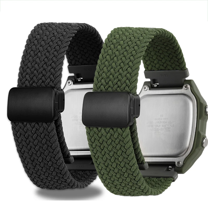 Nylon Canvas Watch strap For Omega Seiko Tissot CASIO 18mm green gray black red Quick release watchband Magnetic Folding buckle