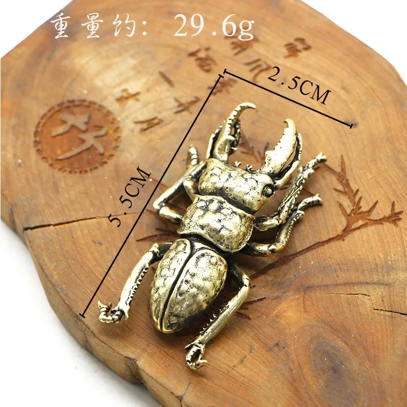 Vintage Copper Insect Tea Pet Japanese Rhinoceros Beetle Small Ornaments Brass Dynastes Hercules Home Figurines Desk Decorations