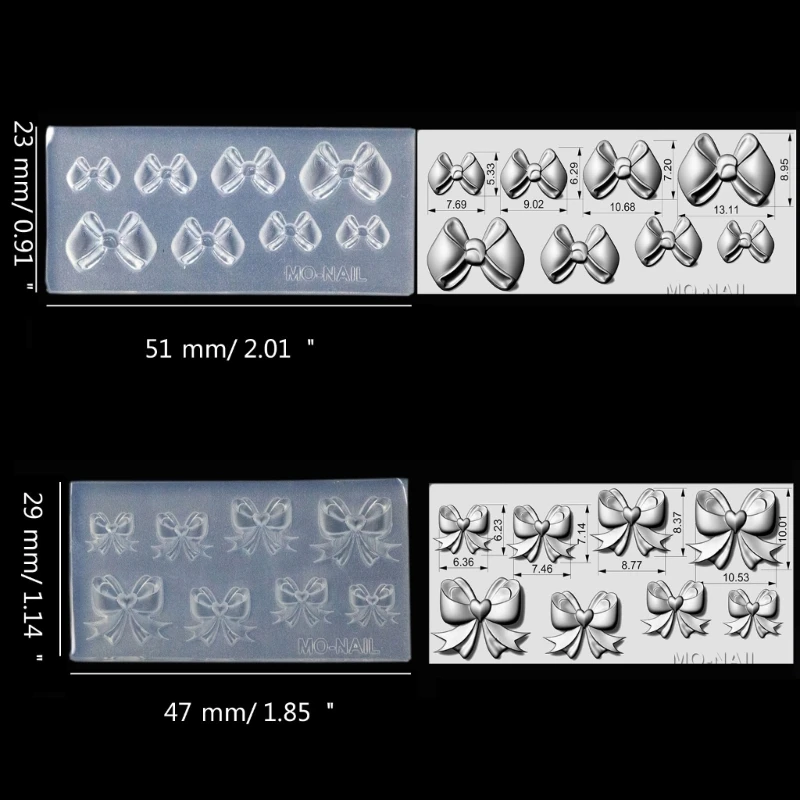 Портативная мини-форма для дизайна ногтей, 4 шт., силиконовая форма с бантом для энтузиастов ногтей, Прямая распродажа