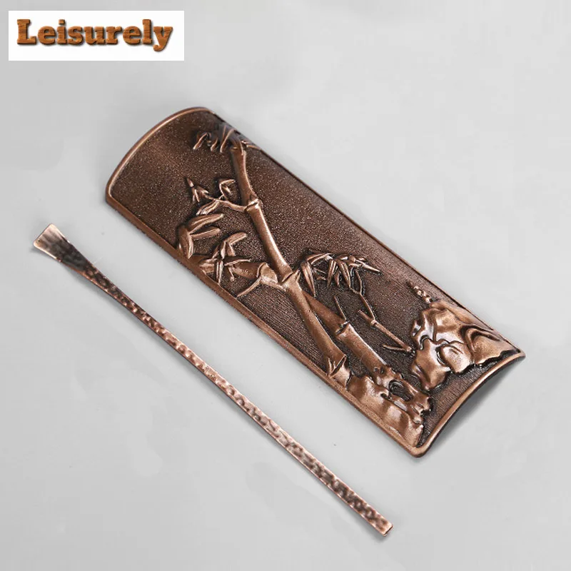 Handmade Hammer Patterned Purple Copper Alloy Tea Scoop Antique Shovel Chahe Awakening Tea Ladle Puer Cha Teaset Supplies Craft