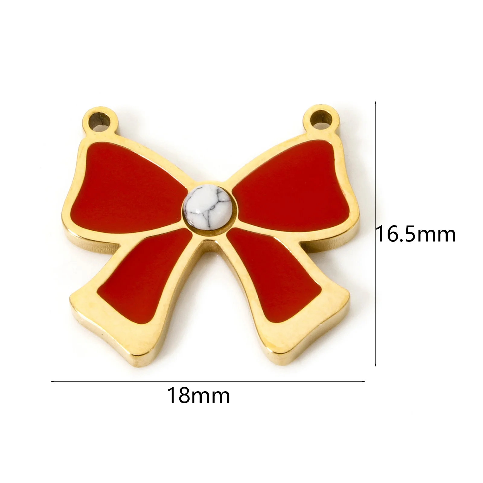 1pc Stainless Steel Connectors Gold Color Butterfly Red Enamel Charms For Women DIY Necklace Bracelet Jewelry Gift 18mm x 16.5mm