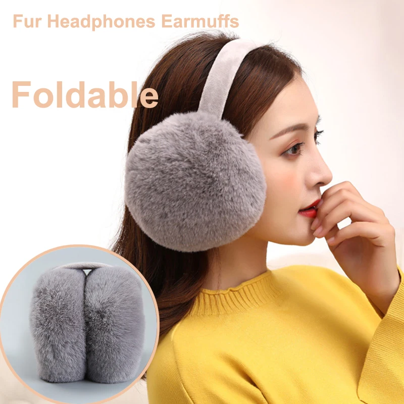 Inverno quente orelha muffs menina fluffy dobra forma de hambúrguer crianças fone de ouvido earmuffs cashmere macio sólido bonito mais quente falso