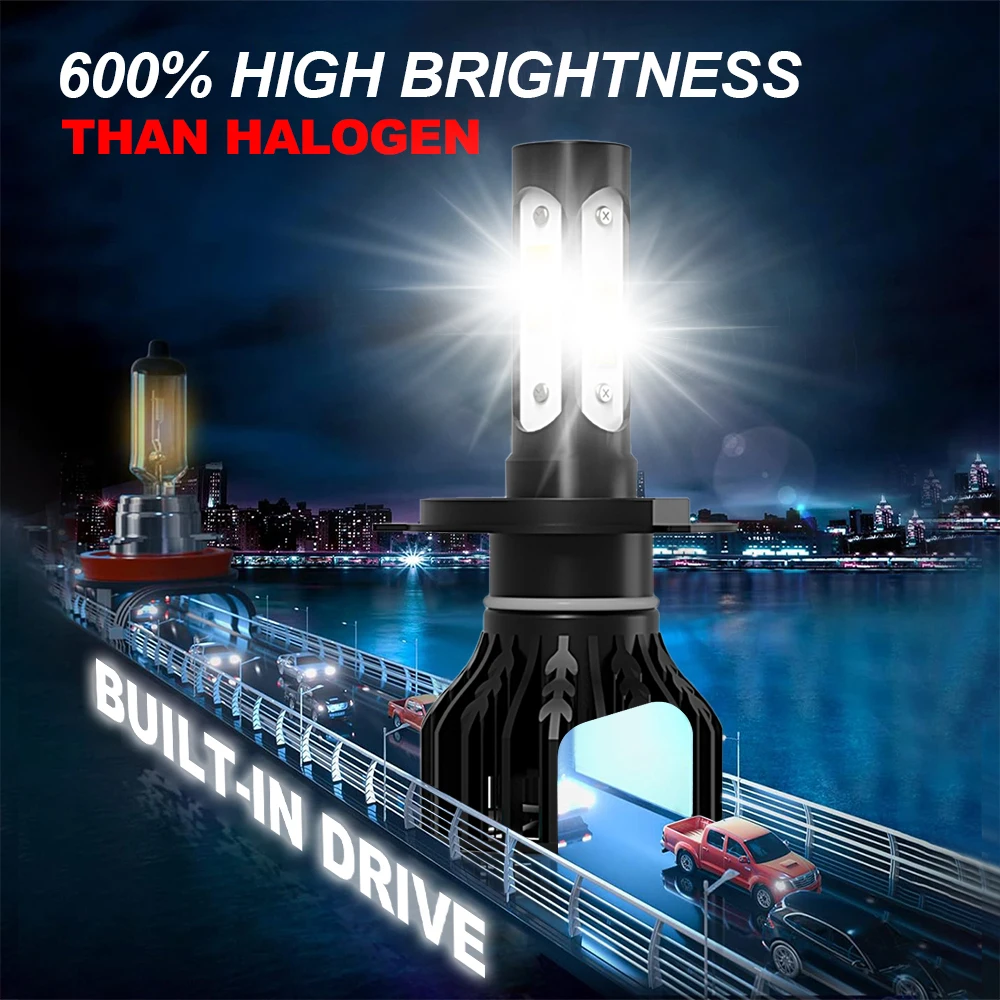 2pcs 16000Lm 50W H4 H8 H9 9004 9007 Hi/Lo Beam H7 9005/HB3 9006/HB4 H11 H13 9012 Auto Led Headlight 6500K 8000k White Car Lights