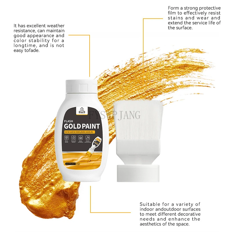 500g Flash Gold Foil Paint Gold Powder Paint Super Bright Gold Paint Waterborne Type Paint Waterborne Gold Paint view 5
