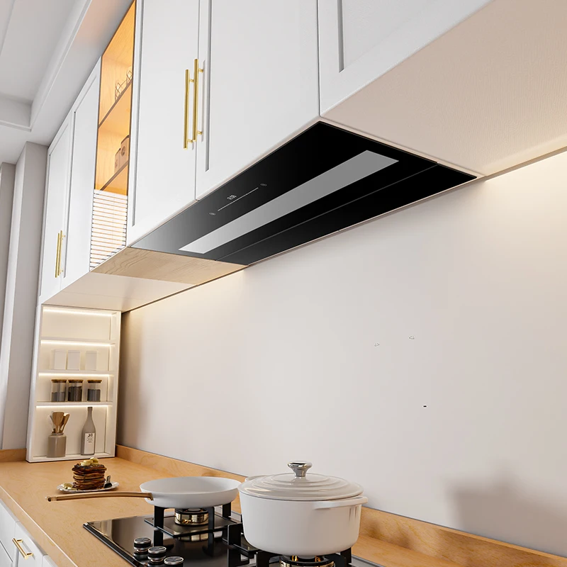 Fully hidden range hood Frequency conversion automatic lifting range hood Ultra-thin embedded hood