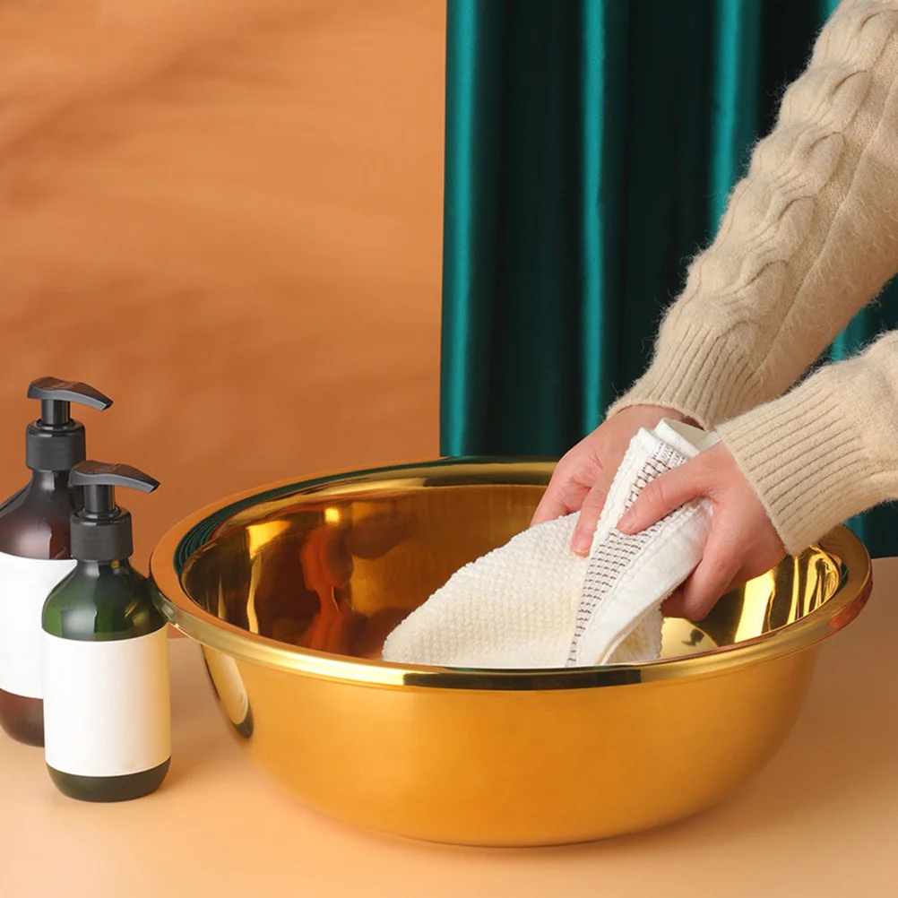 

Stainless Steel Mixing Basin Large Thickened Kitchen Bowl Vegetable Washing Salad Preparation Metal Bowl Household Use