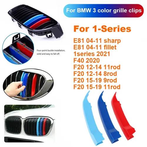 Pegatinas para parrilla de coche, accesorios de rejilla de carreras para BMW F40, F20, F21, E87, E82, E81, E88, 3 piezas