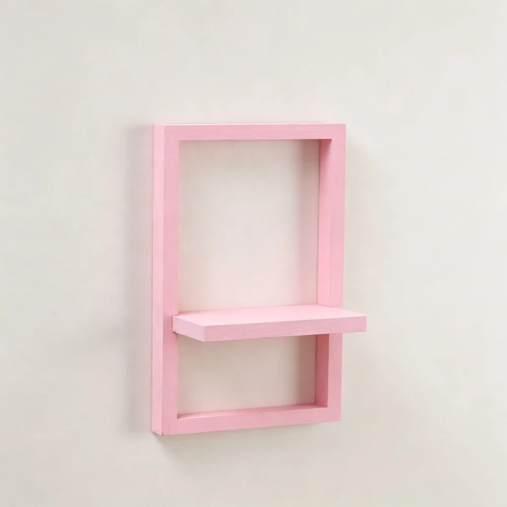 Rustic Floating Style Wooden Wall Shelf Square Decorative Plant Display Rack Wall Mounted Shelf Flower Vases