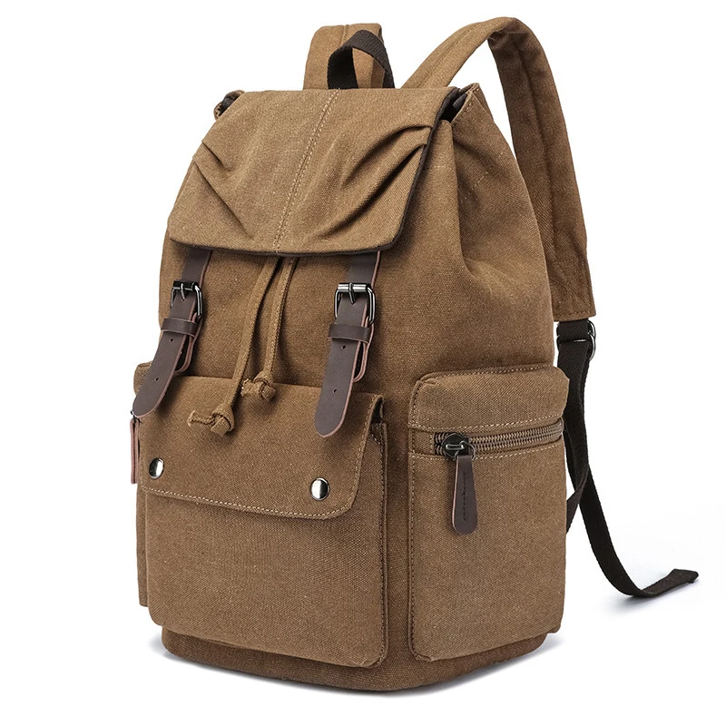 Retro canvas bag, lightweight schoolbag, trendy business casual laptop bag, men's canvas backpack, canvas backpack for students