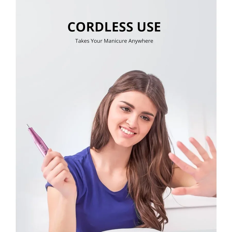 Profesjonalna, akumulatorowa frezarka do paznokci Pro 25000RPM do paznokci akrylowych, z proszkiem do dipu i żelowych, idealna do salonu i użytku domowego, z zestawem B
