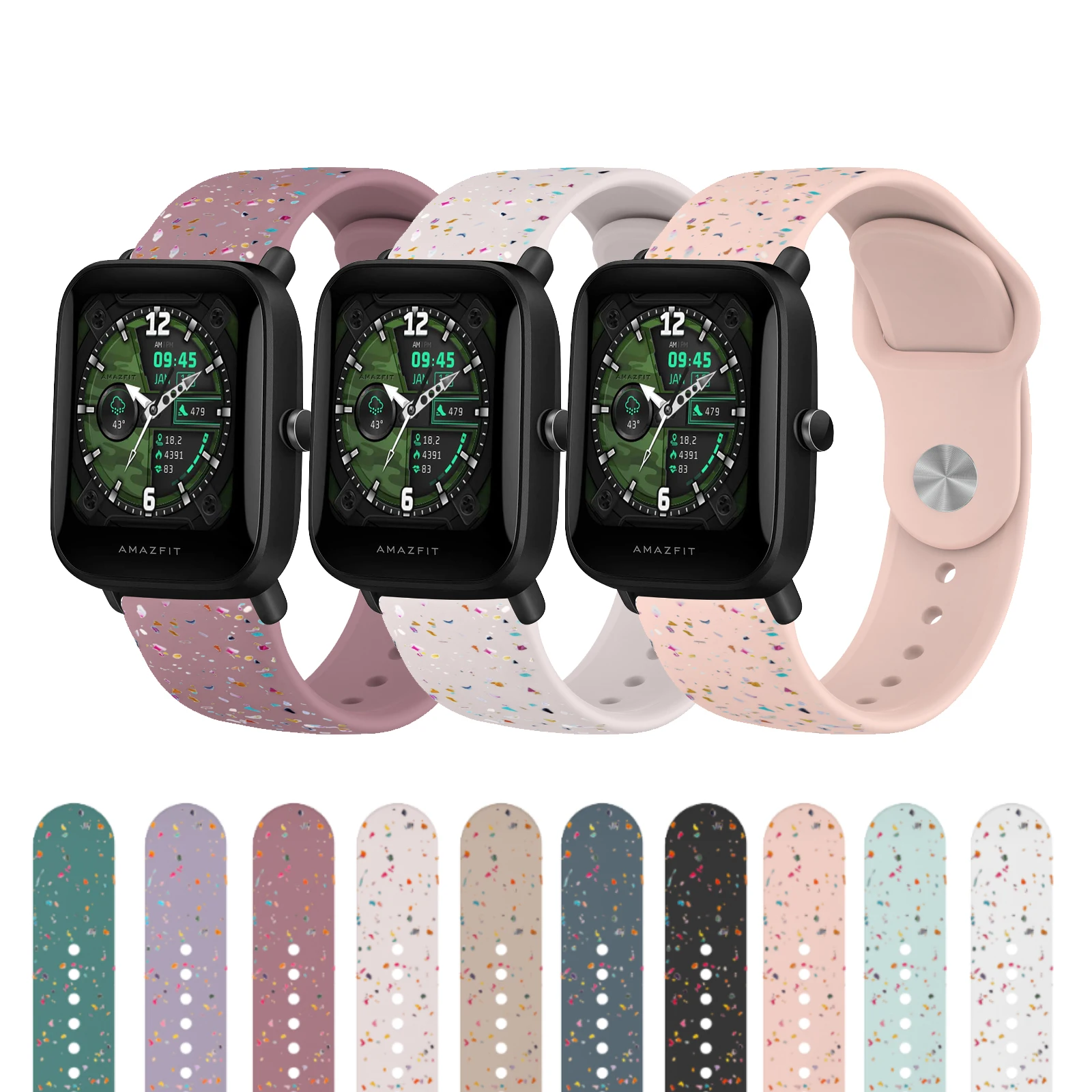 20mm Konfetti-Silikonarmband für Amazfit GTS 2 3 2e/GTS 2 4 Mini Armband für Amazfit Bip U Pro/Bip Lite/Bip S Lite/Bip 3 Pro