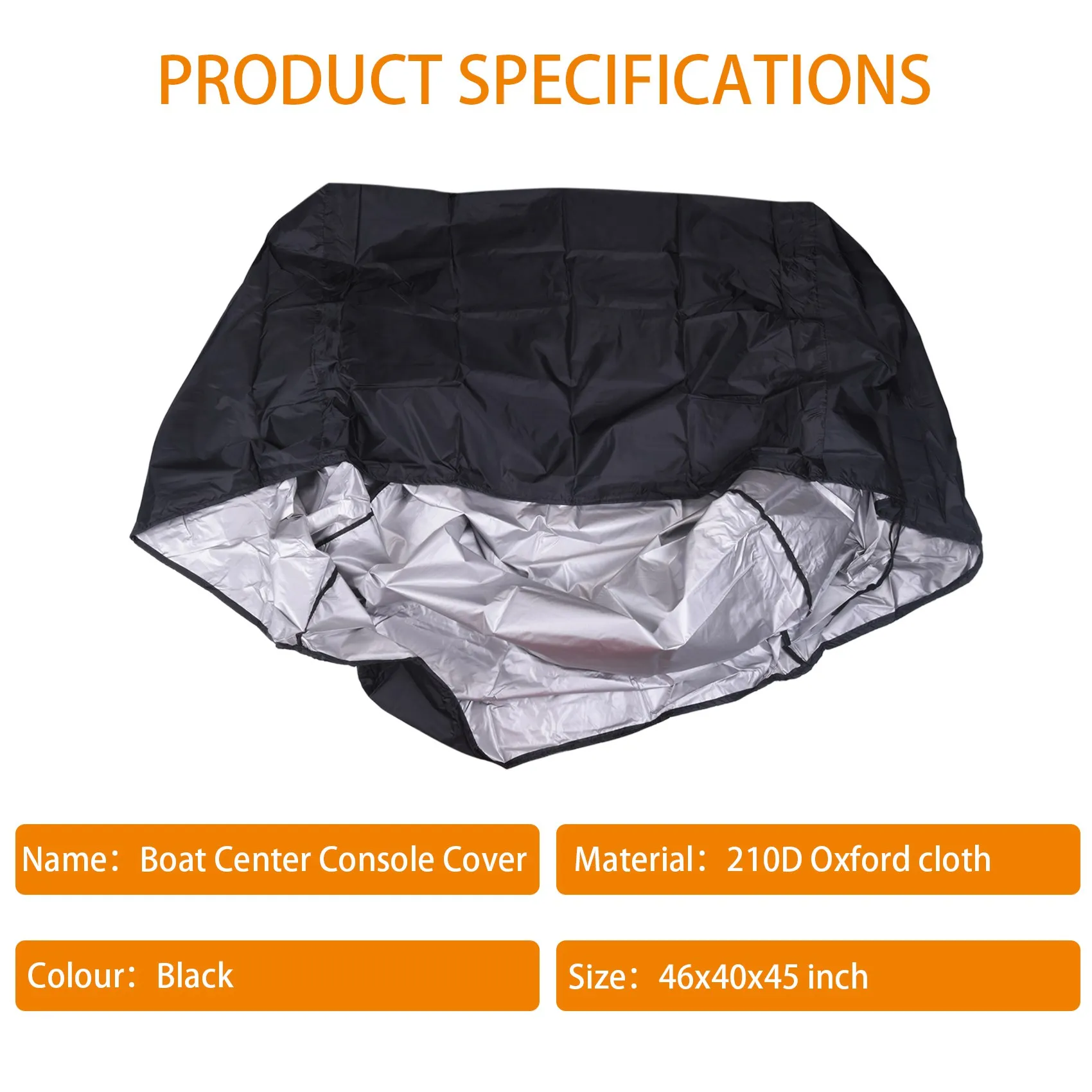 AEE5-46X40X45 Inch Boat Cover Yacht Boat Center Console Cover Mat Waterproof Dustproof Anti-Uv Keep Dry Boat Accessories