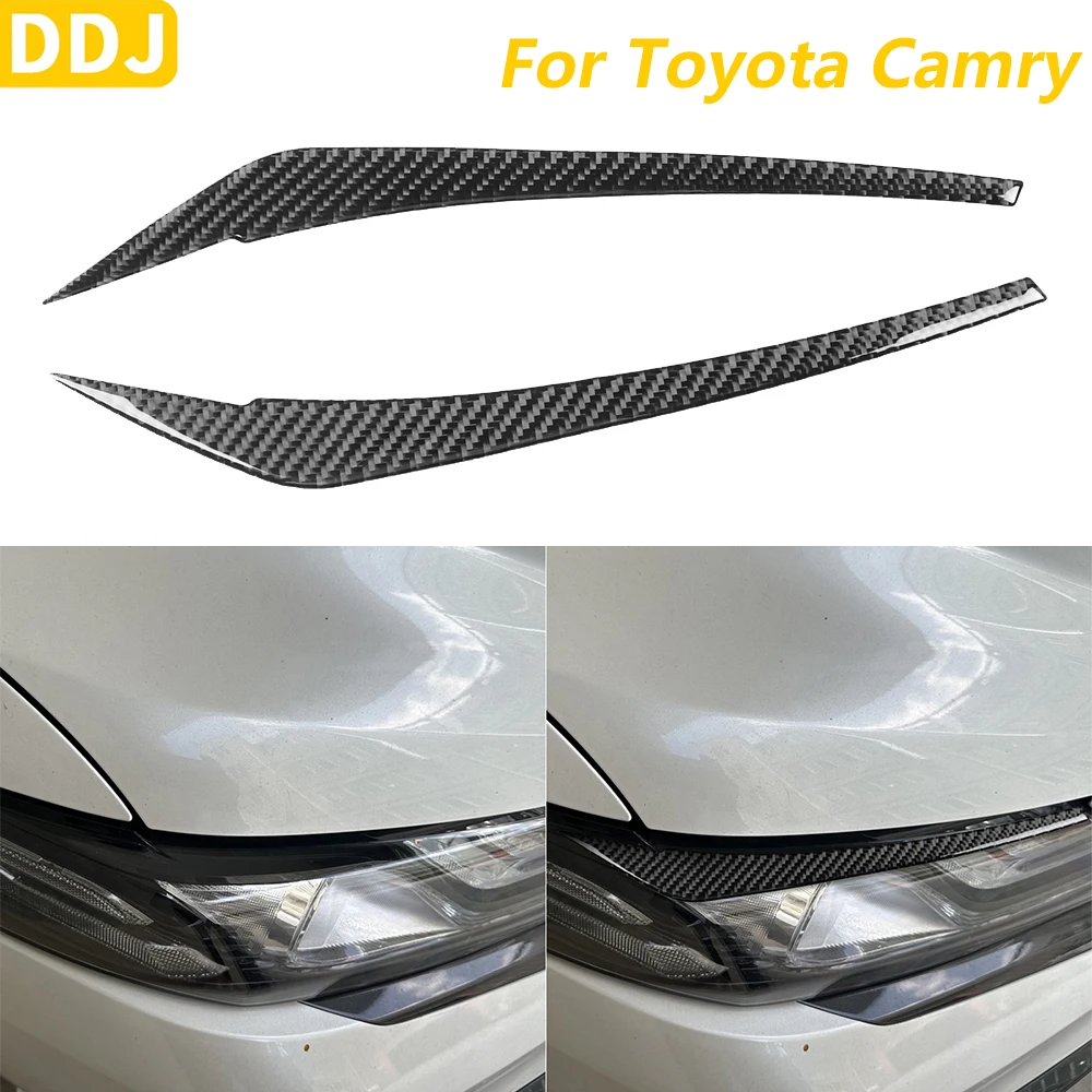 

Soft Carbon Fiber Front Headlight Eyelid Eyebrow Panel Trim Cover For Toyota Camry 2018-2024 Interior Accessories Decoration