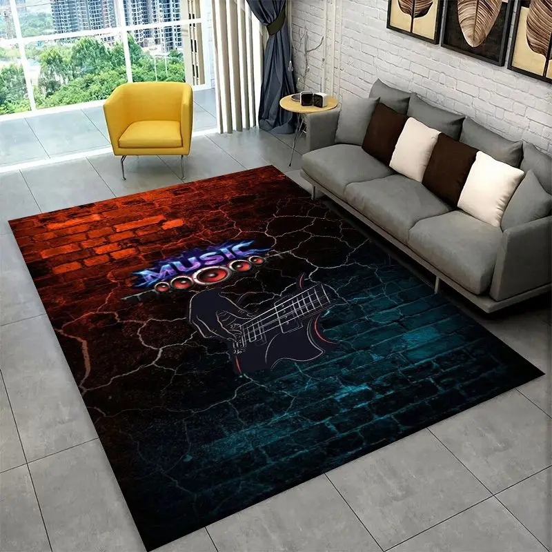 Fashion Musical Note Instrument Staff Art Large Area Rug Non-slip Durable Carpet for Bedroom Living Room Sofa Doormat Home Decor
