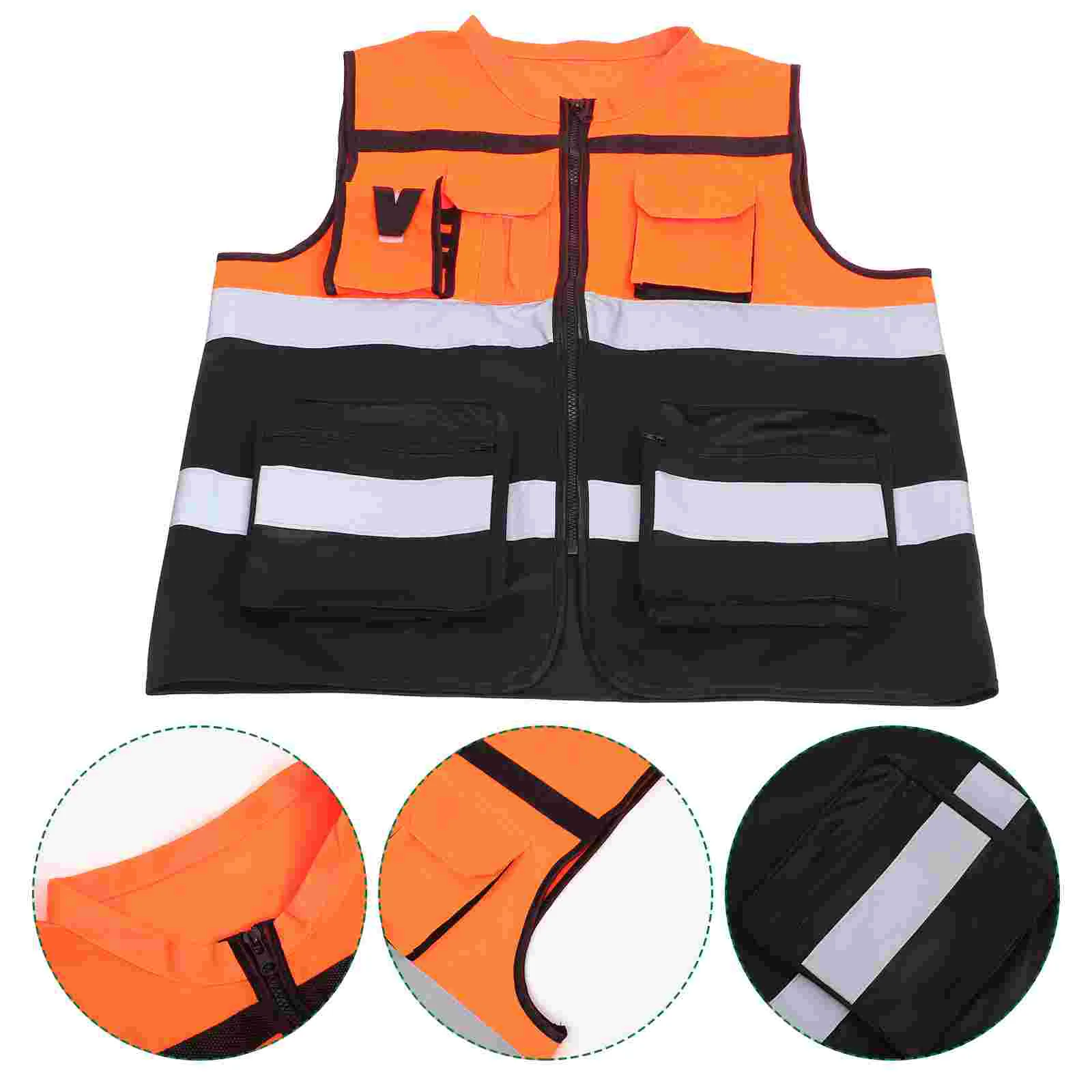 

Yellow Reflective Safety Clothing Apparel Men Vest Pocket Tape Nylon Fabric Work