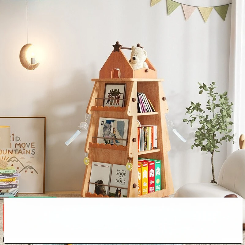 

Carpenter Life Tree House Rotating Bookshelf Full Solid Wood Children's Bookcase Reading Picture Book Rack Storage Cabinet