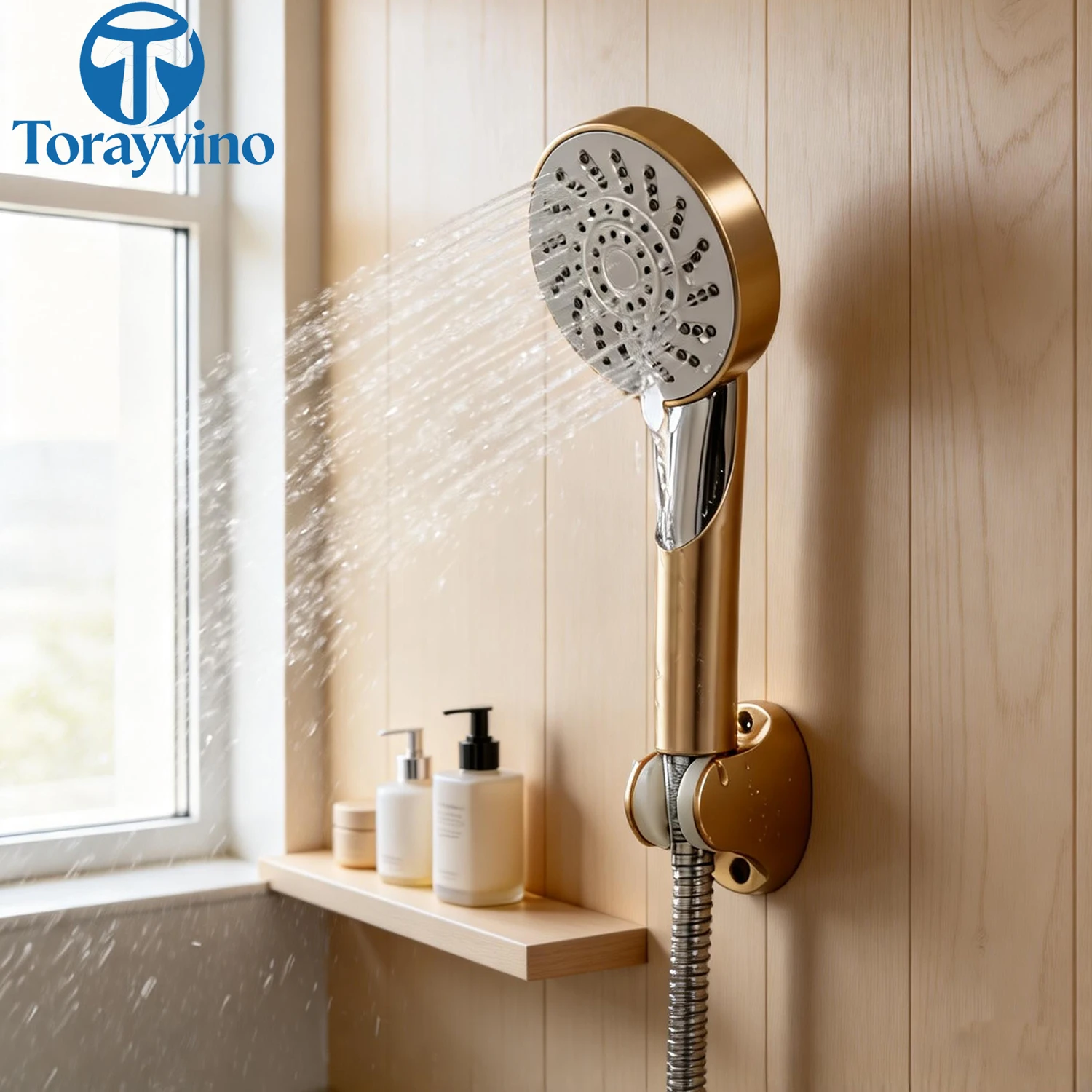 Torayvino Bathroom Shower Hand Spray Saving Water Dual Mode Powerful Rainfall Water Output Handheld Handle Wall Mounted Taps