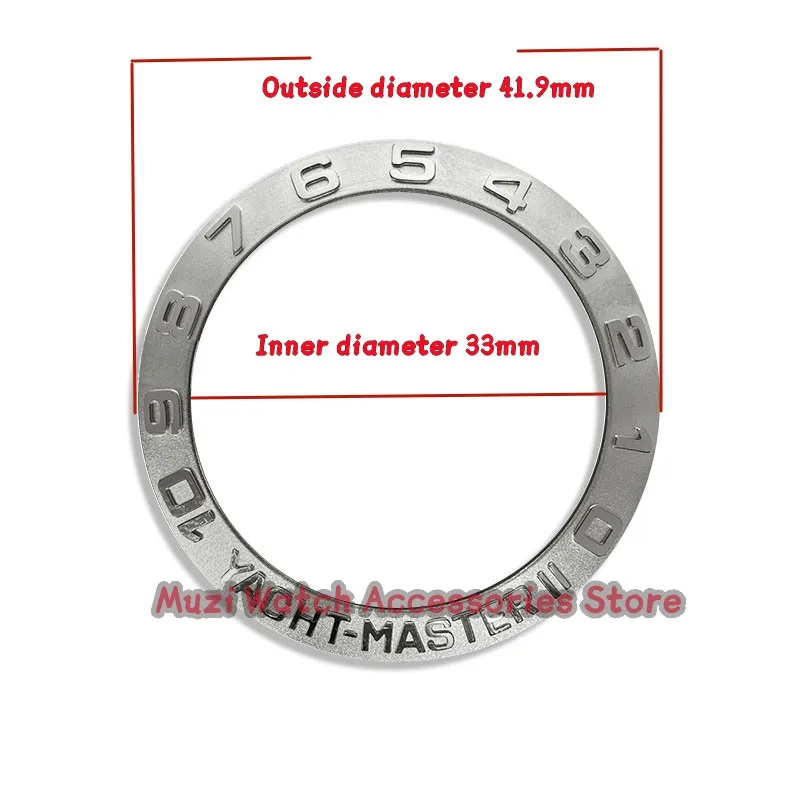 Mod 41.9mm*33mm Metal Slope Stereoscopic Numbers Bezel Insert Fit for Rolex Yach Diving Watch Replacement Parts