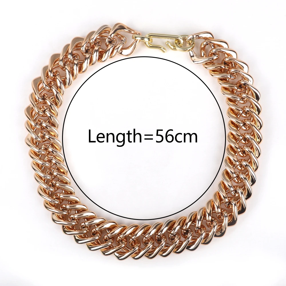 FishSheep komunikat duży masywny Choker łańcuszek naszyjnik dla kobiet mężczyzn w stylu Vintage złoty kolor szeroki naszyjnik Collares nowa biżuteria — zdjęcie 3