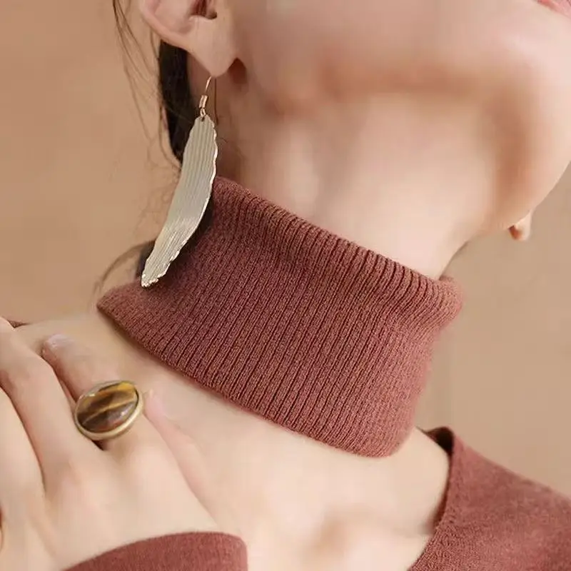 New Knitted High Collar Scarf Windproof Detachable Fake Collar Neck Warmer Outdoor Sports  Collar for Warm Decoration