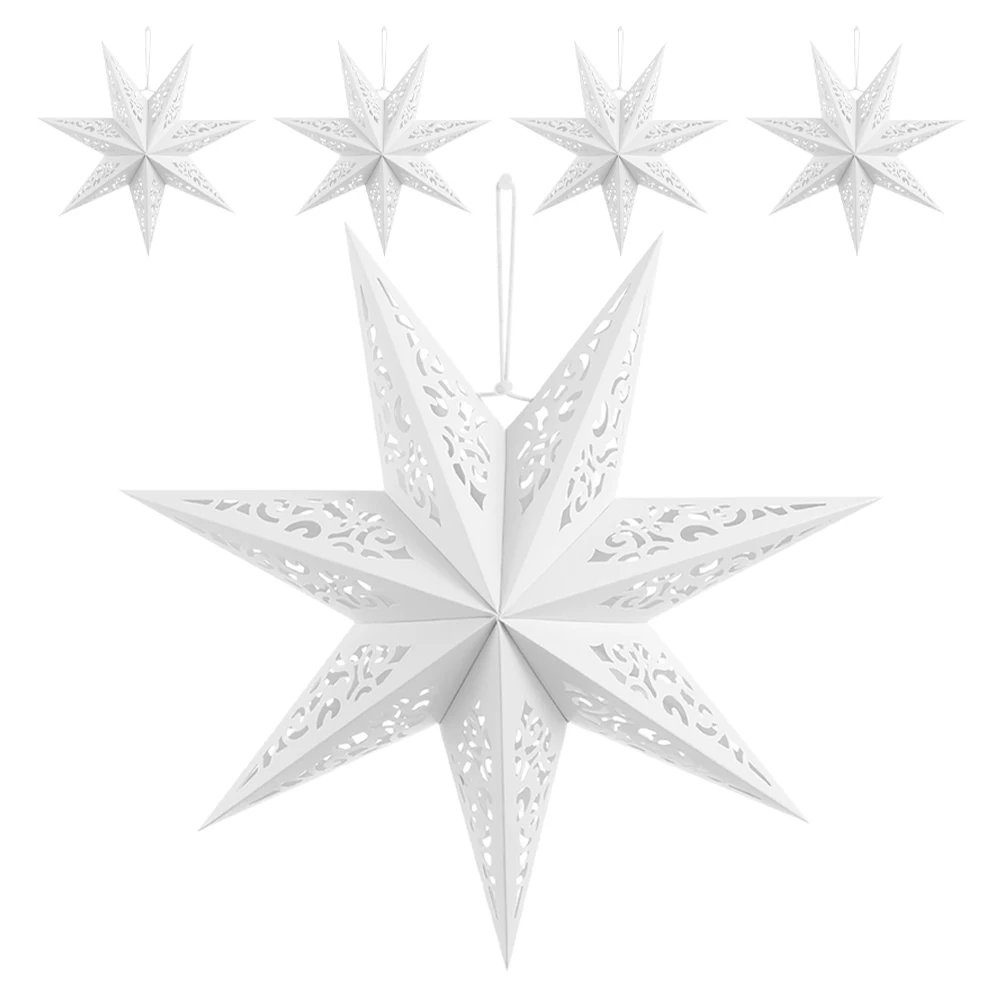 

5Pcs Paper Star Lanterns Hanging Lights Unique Shape Elegance Charm Ideal for Celebrations and Background Decoration