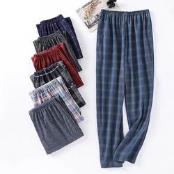 Casual Plaid Pants 4XL Bielizna nocna Męskie spodnie od piżamy Wiosna Lato Bawełniane spodnie dla mężczyzn Piżama Męska Wygodne spodnie domowe PJ