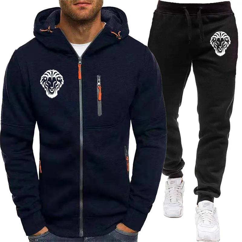 Multi-zip men's hoodie Jacket set (jacket + pants) Leon Athletic Club de Bilbao print Business casual comfortable men's set