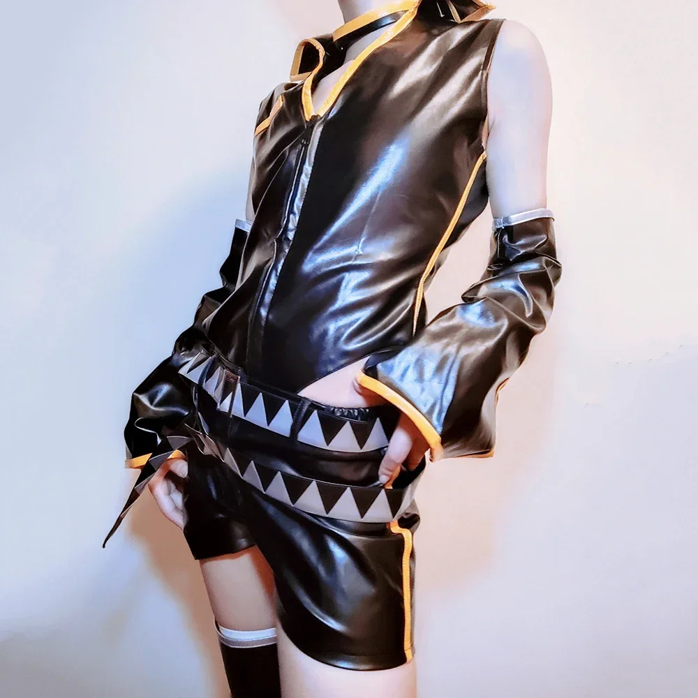 Anime Game Len Cosplay Costume Adult Unisex Leather PU Top Shorts Suit Halloween Punk Party Outfit Uniform