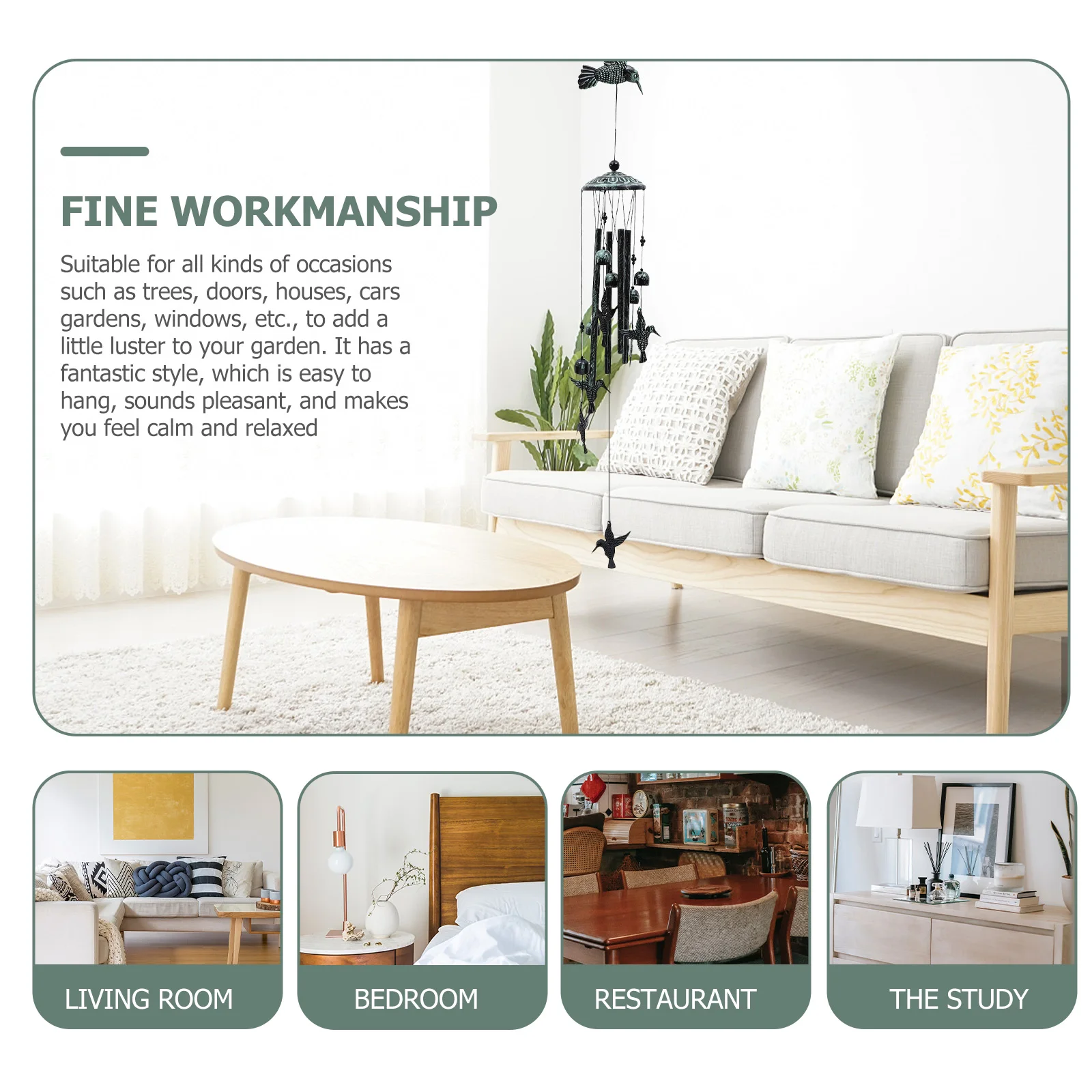 

Hummingbird Wind Chimes Window Hanging Ornament Decor Commemorate Home Balcony Pendent Iron Outdoor Bell Pendant