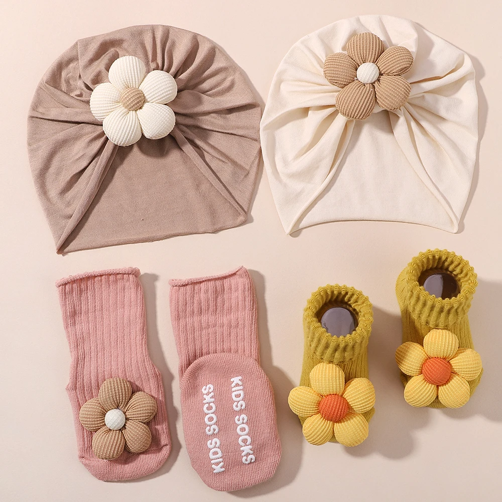 

Newborn Baby Headband For Girls Elastic Knit Children Turban Baby Bows Soft Nylon Kids Headwear Hair Accessories with Baby Socks