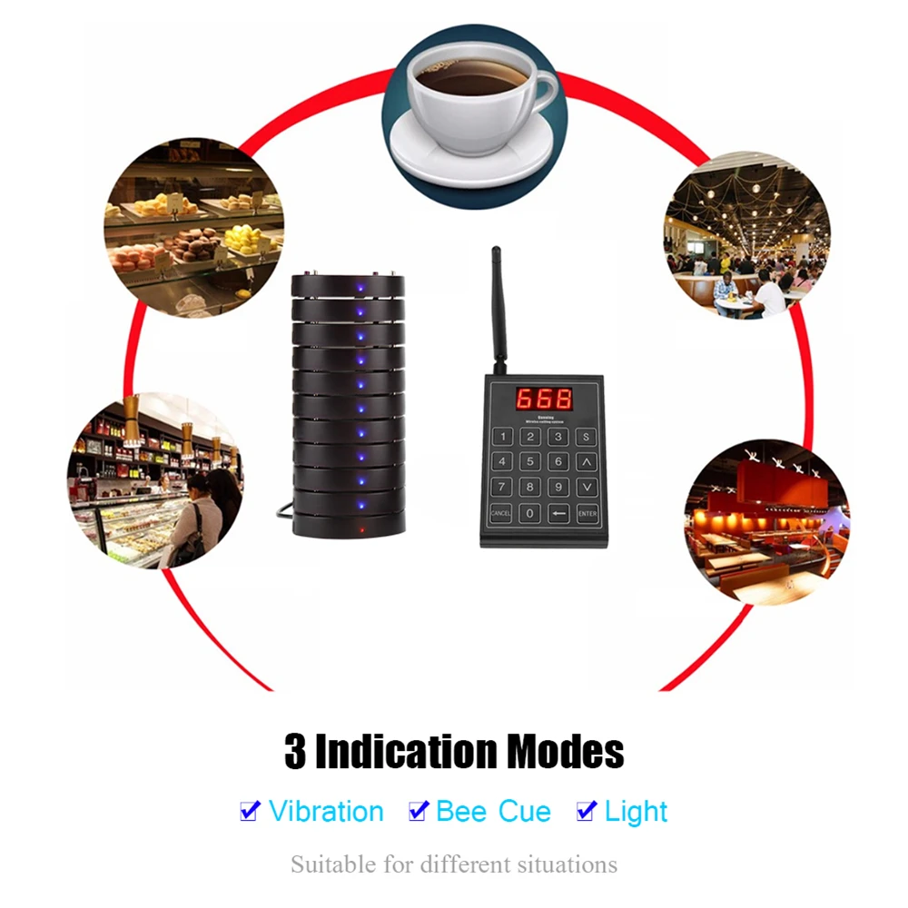 Restaurant Search Engine Wireless Phone system Queue Doorbell with 10/20/30 coasters and a Keyboard Restaurant Doorbell
