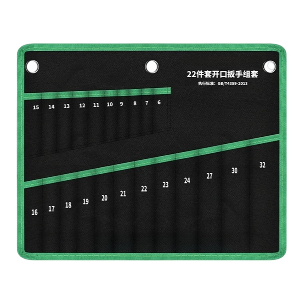 Green Oxford Cloth Roll Up Tool Pouch With 22 Slots For Wrench Screwdriver Storage Hanging Organizer For Professional Repair