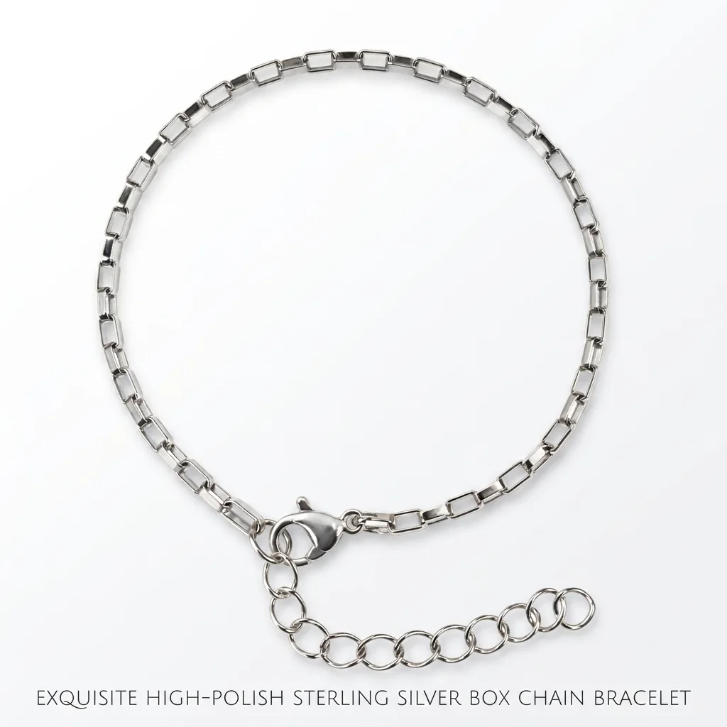 Box Chain Bracelet Stainless Steel Bracelets Silver Tiny Square Box Link Chains for Man Minimalist Adjustable Extension Chain