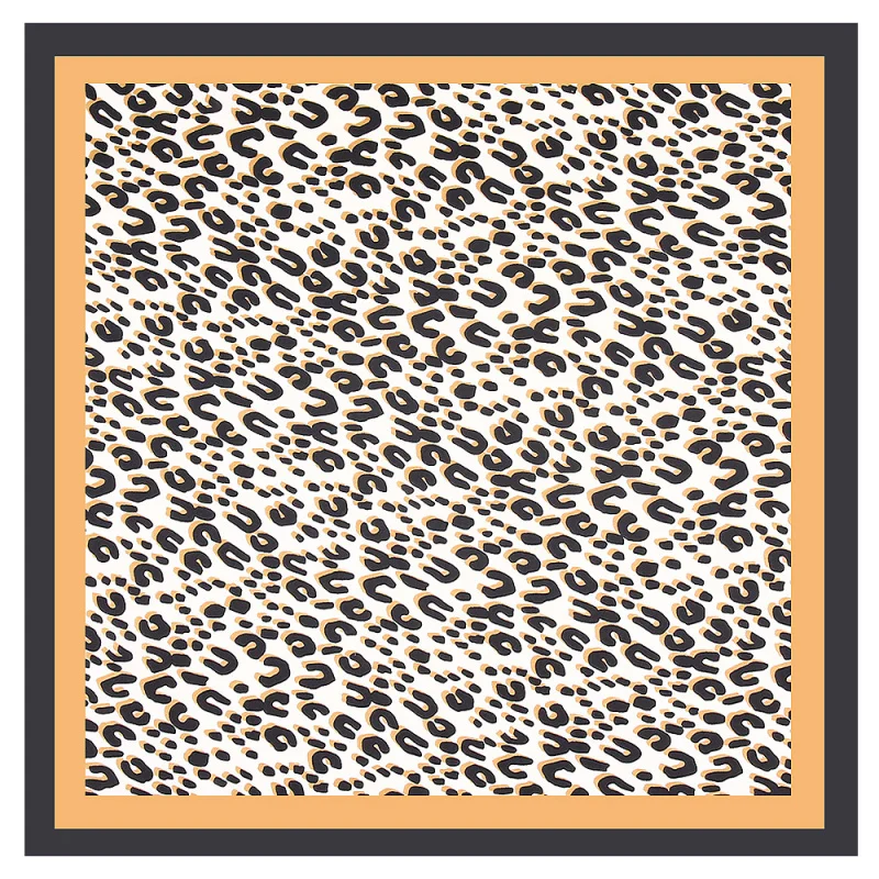 55cm * 55cm Spring European and American Classic Leopard Pattern Women's Artificial Silk Professional Small Square Towel Silk Sc