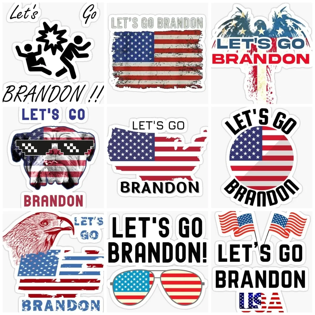 

Let's Go Brandon American Flag Sticker Wall Rooms Truck Door Bumper Funny Vinyl Wall Bicycle Car Moto Glass Decal Customizable