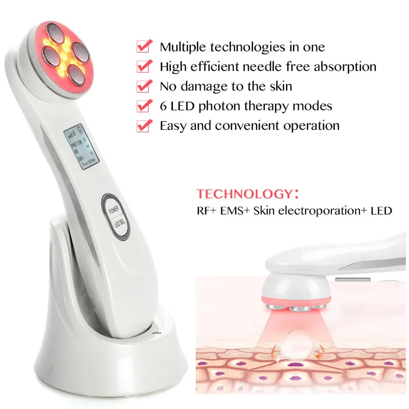 EMS LED Light Electroporation Mesoterapy Facial Tighten Skin Care Overfrequency Face Lifting Machine Beauty Device