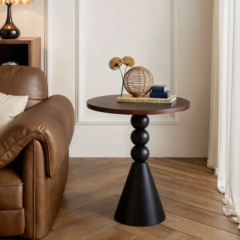 for French Retro Small Apartment Living Room Sofa Edge Corner Antique Bedroom Bedside Table Small Round Coffee Table