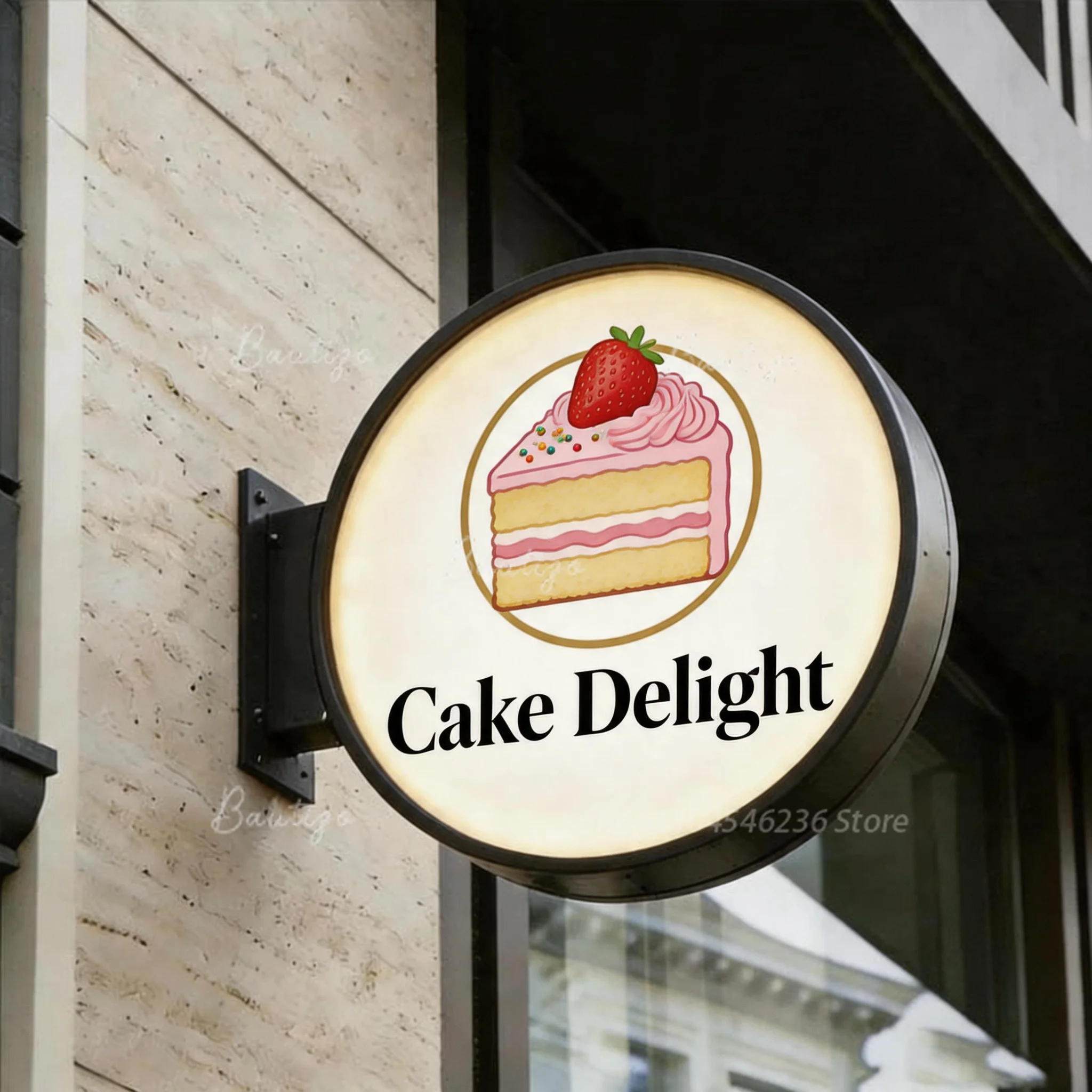 Cake Delight Aluminum LED Lightbox, Custom Waterproof Double-Sided Wall Mount Signage, Outdoor Storefront Advertising Lightbox