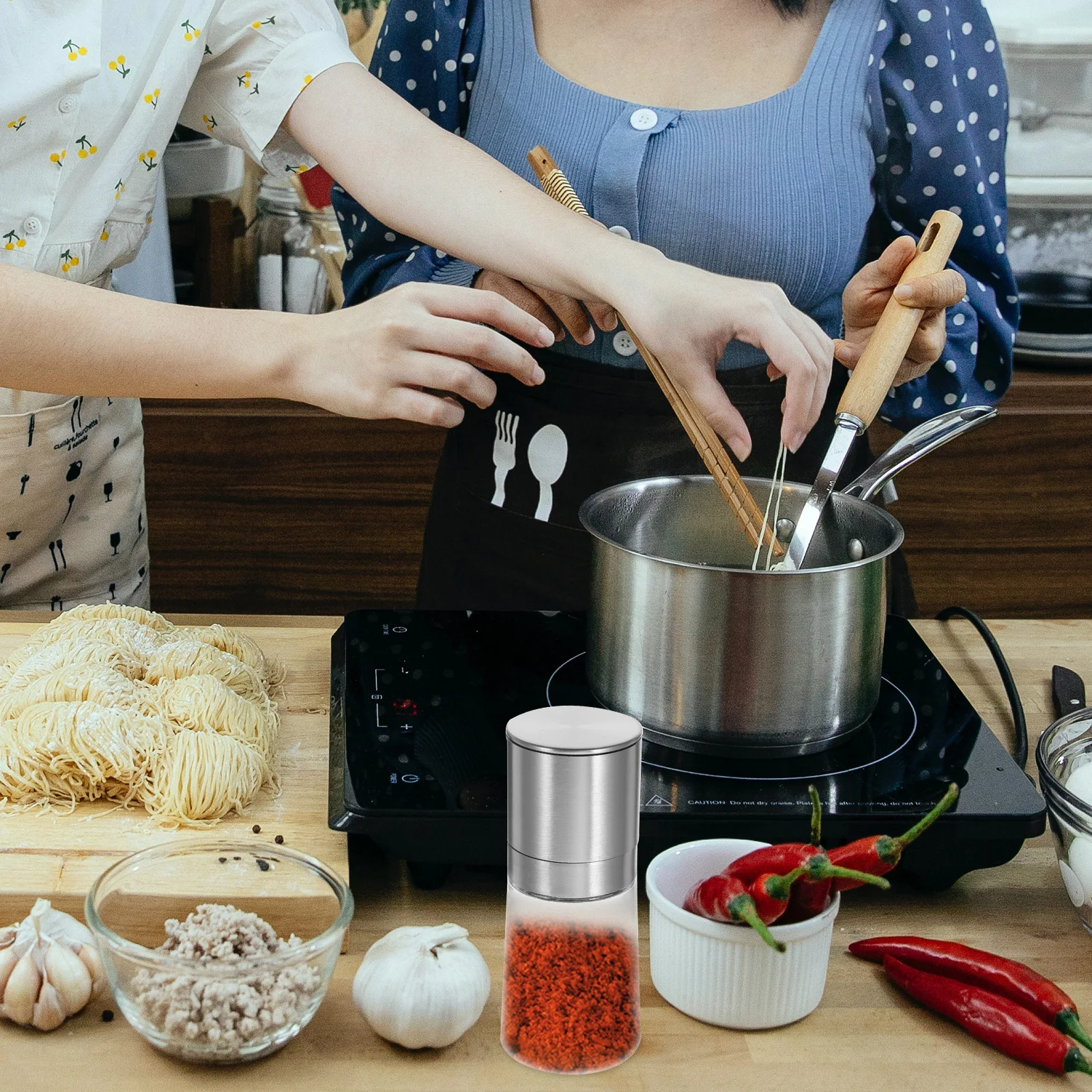 

2Pcs Pepper Grinder Manual Stainless Steel Glass Easy Operation Refillable Salt Pepper Crusher Kitchen Spice Tool