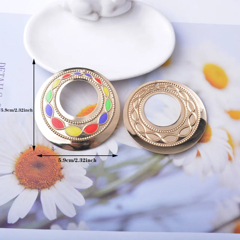 6 Stück/Set Große Runde Eisenanhänger Boho Statement-Ohrringe Anhänger DIY Damen-Schmuckzubehör – Detail 4