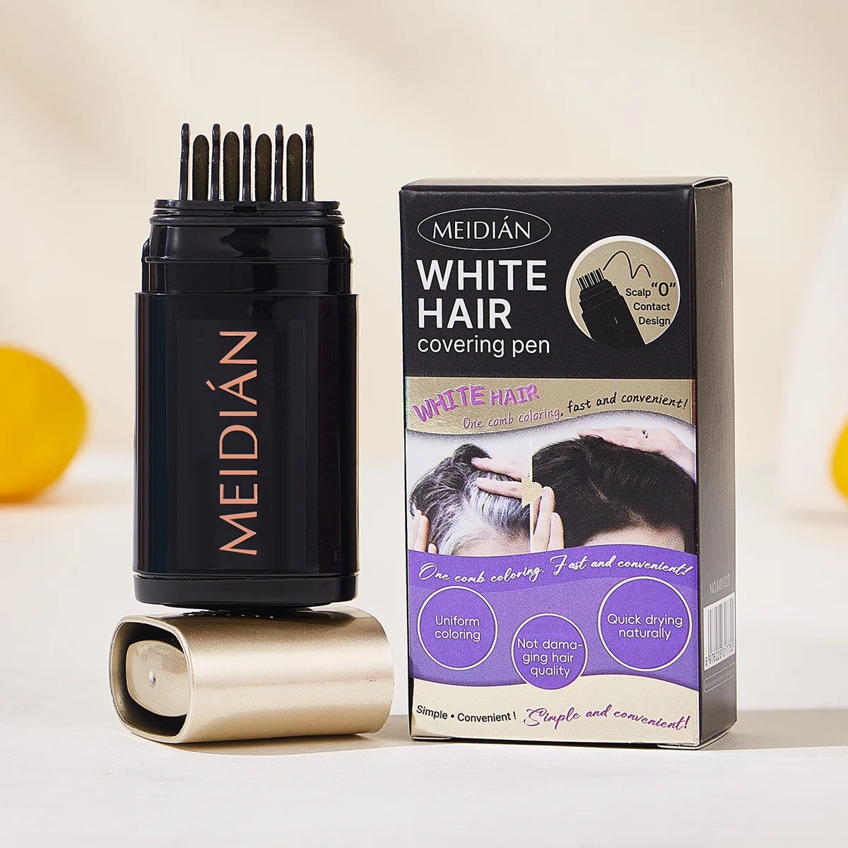 On-The-Go Hair Color Stick - Instant Gray Coverage, Plant-Based Temporary Dye, Pocket-Size for Travel