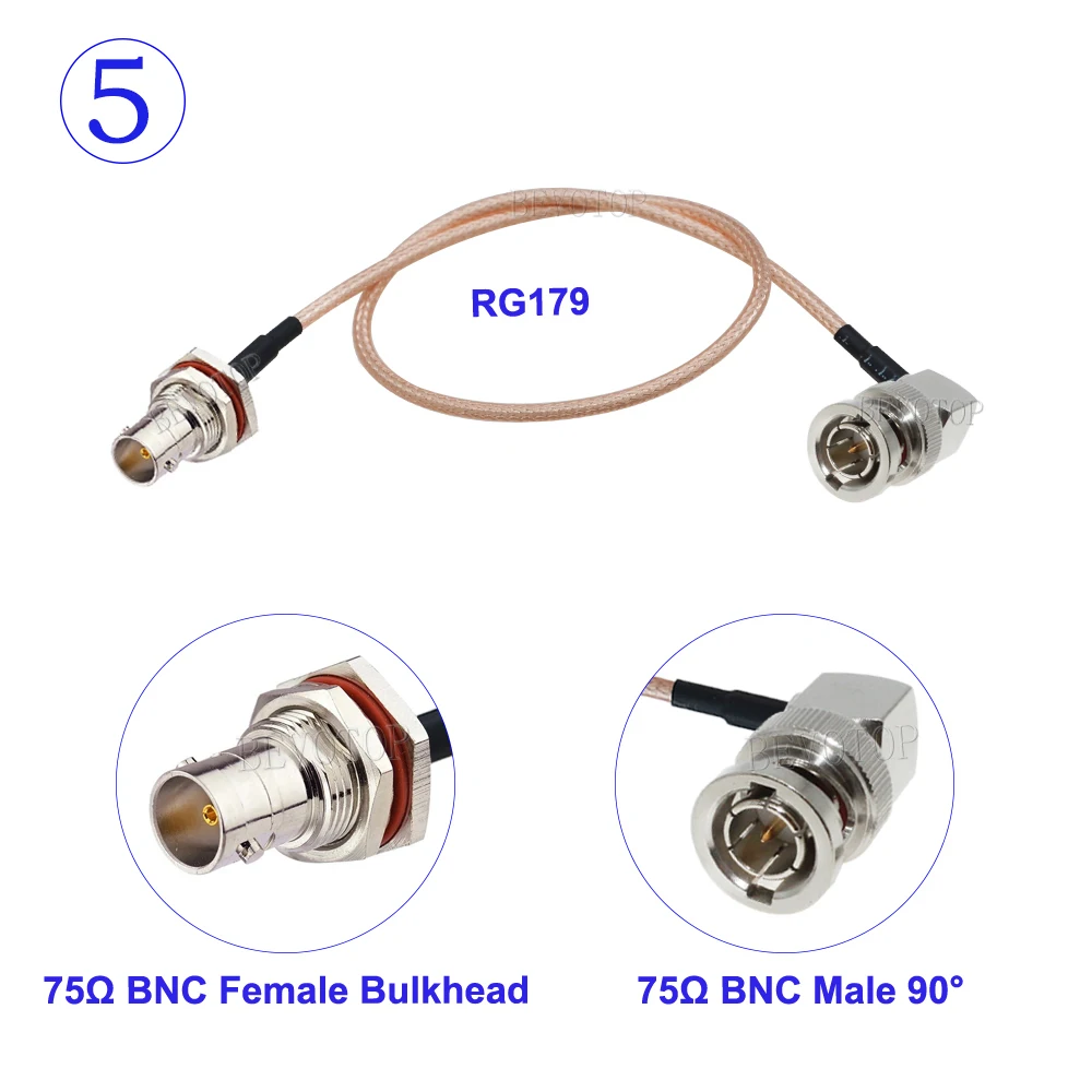 RG-179 BNC Male 90Degree to BNC Female Connector RG179 Coaxial Cable 75 Ohm for Video Camera SDI Camcorder HD-SDI/3G-SDI/4K/8K