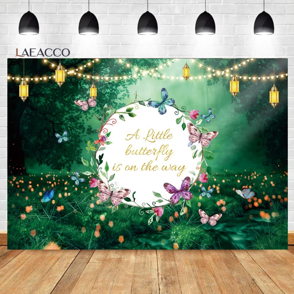 

Laeacco Enchanted Forest Backdrop Fairy Tale Wonderland Butterfly Baby Girls Birthday Portrait Customized Photography Background