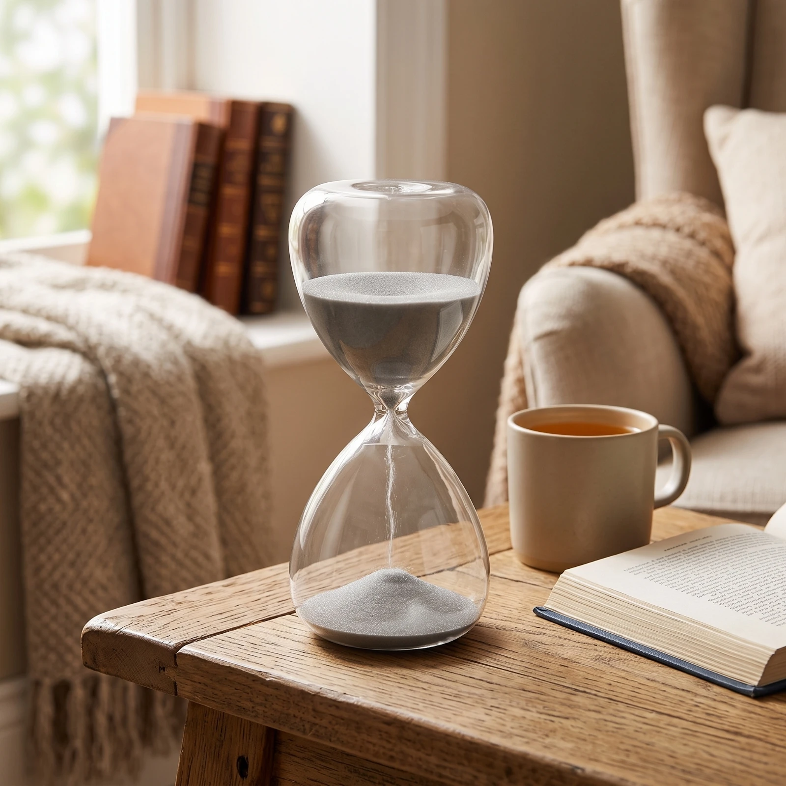 Glass Hourglass Sleek 15-Minute Hourglass Sand Timer with Glass Body Sturdy Sandglass Accurate for Professionals, Desk, Office